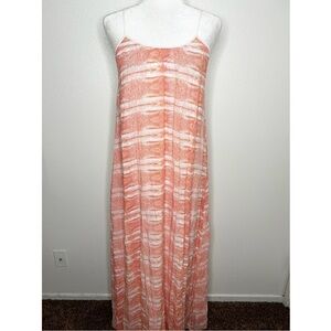 AK Armani Womens Orange & White Patterned Strappy Maxi Dress Size S Pockets